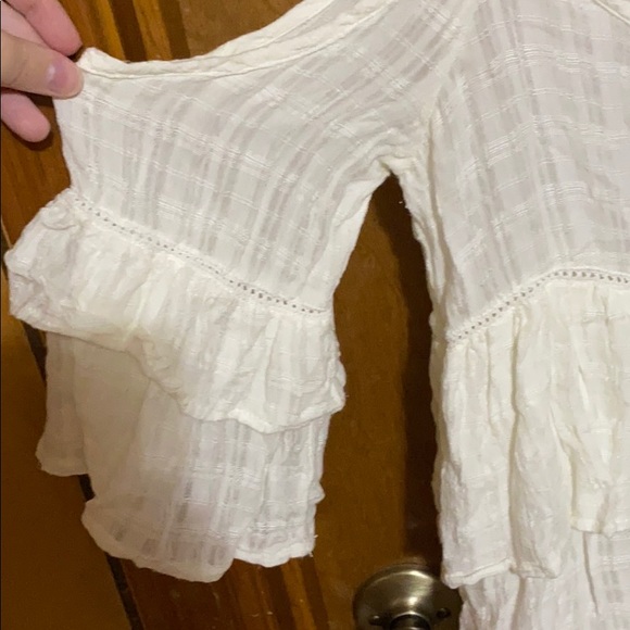 Cream Cold Shoulder Ruffle Top - Picture 2 of 3